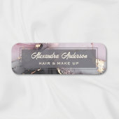 Eleganter rosa Schwarzer Glitzer Agate Abstrakt Namensschild
