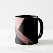 Eleganter rosa Schwarzer Glitzer Personalisiert Ch Tasse (VorderseiteRechts)