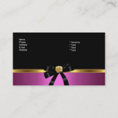 Eleganter rosa Schwarzer Juwel Bow Visitenkarte (Rückseite)