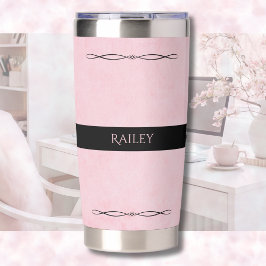 Eleganter Rosa-Schwarzer Reisebecher Thermobecher