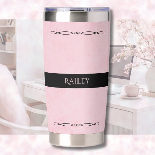 Eleganter Rosa-Schwarzer-Reisemug Thermobecher