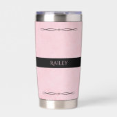 Eleganter Rosa-Schwarzer-Reisemug Thermobecher (Vorderseite)