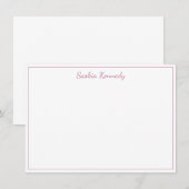 Eleganter Rosa-Script-Border Personalisiert Mitteilungskarte (Vorne/Hinten)