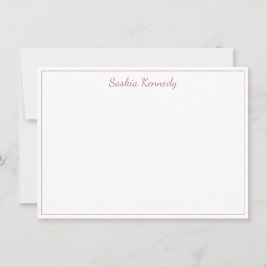 Eleganter Rosa-Script-Border Personalisiert Mitteilungskarte (Vorderseite)