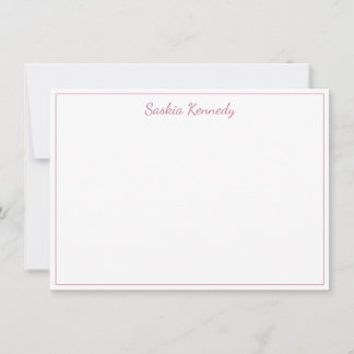 Eleganter Rosa-Script-Border Personalisiert Mitteilungskarte