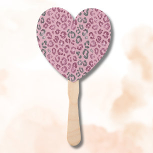 Eleganter rosa Silber-Glitter-Leopard auf Roségold Fächer
