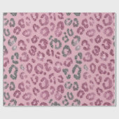 Eleganter rosa Silber-Glitter-Leopard auf Roségold Geschenkpapier (Flach)