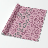 Eleganter rosa Silber-Glitter-Leopard auf Roségold Geschenkpapier (Ungerollt)