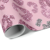 Eleganter rosa Silber-Glitter-Leopard auf Roségold Geschenkpapier (Rolleneckpunkt)