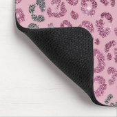 Eleganter rosa Silber-Glitter-Leopard auf Roségold Mousepad (Ecke)
