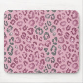 Eleganter rosa Silber-Glitter-Leopard auf Roségold Mousepad (Vorne)