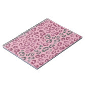 Eleganter rosa Silber-Glitter-Leopard auf Roségold Notizblock (Linke Seite)