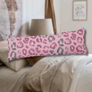 Eleganter rosa Silber-Glitter-Leopard auf Roségold Seitenschläferkissen