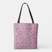 Eleganter rosa Silber-Glitter-Leopard auf Roségold Tasche (Rückseite)