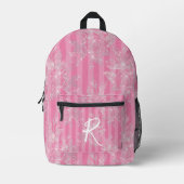 Eleganter Rosa & Silber Glitzer Personalisiert Bedruckter Rucksack (Vorderseite)