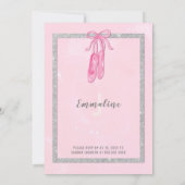 Eleganter rosa Silberballerina Aquarell Geburtstag Einladung (Rückseite)