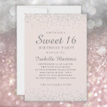 Eleganter Rosa Silberer Glitzer Sweet 16 Einladung<br><div class="desc">Sweet 16 Geburtstagsfeier mit glitzerndem silberner Glitzer auf weichem Rosa Hintergrund. Die Rosa Hintergrundfarbe dieser Einladung ist mit dem benutzerfreundlichen Design-Tool von Zazzle anpassbar. Egal, welches Party Sie verwenden, Sie können dieses Farbmodell Ihren Farben anpassen. Kontaktieren Sie uns für Hilfe bei der Anpassung oder um passende oder koordinierende Produkte anzufordern....</div>
