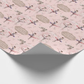 Eleganter Rosa Silbername Alter Text Ballerina Geschenkpapier (Ecke)