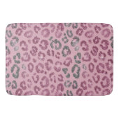 Eleganter rosa silberner Glitter-Leopard auf Roség Badematte (Vorderseite)