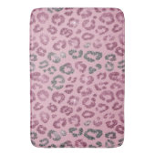 Eleganter rosa silberner Glitter-Leopard auf Roség Badematte (Vorderseite Vertikal)