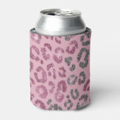 Eleganter rosa silberner Glitter-Leopard auf Roség Dosenkühler (Kanne Vorderseite)