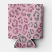 Eleganter rosa silberner Glitter-Leopard auf Roség Dosenkühler (Vorderseite)