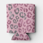 Eleganter rosa silberner Glitter-Leopard auf Roség Dosenkühler (Rückseite)