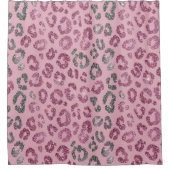 Eleganter rosa silberner Glitter-Leopard auf Roség Duschvorhang (Vorderseite)