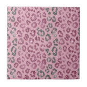 Eleganter rosa silberner Glitter-Leopard auf Roség Fliese (Vorderseite)