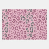 Eleganter rosa silberner Glitter-Leopard auf Roség Geschenkpapier Set (Vorderseite 3)