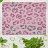 Eleganter rosa silberner Glitter-Leopard auf Roség Geschirrtuch (Gefaltet)