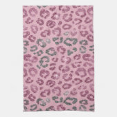 Eleganter rosa silberner Glitter-Leopard auf Roség Geschirrtuch (Vertikal)