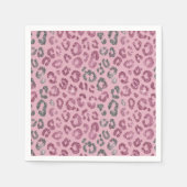 Eleganter rosa silberner Glitter-Leopard auf Roség Serviette (Vorderseite)