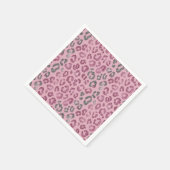 Eleganter rosa silberner Glitter-Leopard auf Roség Serviette (Ecke)