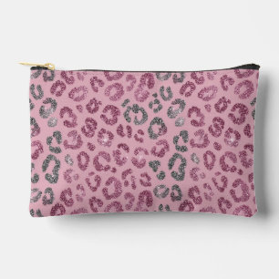 Eleganter rosa silberner Glitter-Leopard auf Roség Zubehörtasche
