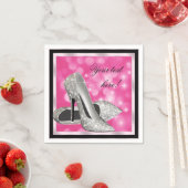 Eleganter rosa Silberner Glitzer High Heel Serviette (Beispiel)