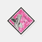 Eleganter rosa Silberner Glitzer High Heel Serviette (Ecke)