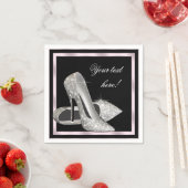 Eleganter rosa Silberner Glitzer High Heel Serviette (Beispiel)
