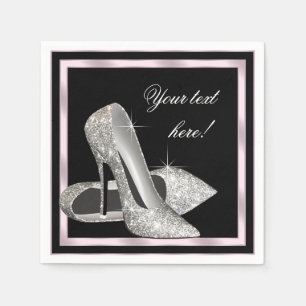 Eleganter rosa Silberner Glitzer High Heel Serviette