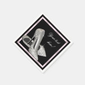 Eleganter rosa Silberner Glitzer High Heel Serviette (Ecke)
