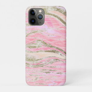 Eleganter rosa Silberner Glitzer Marmordesign Chic Case-Mate iPhone Hülle