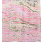 Eleganter rosa Silberner Glitzer Marmordesign Chic Duschvorhang (Vorderseite)