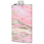 Eleganter rosa Silberner Glitzer Marmordesign Chic Flachmann (Links)