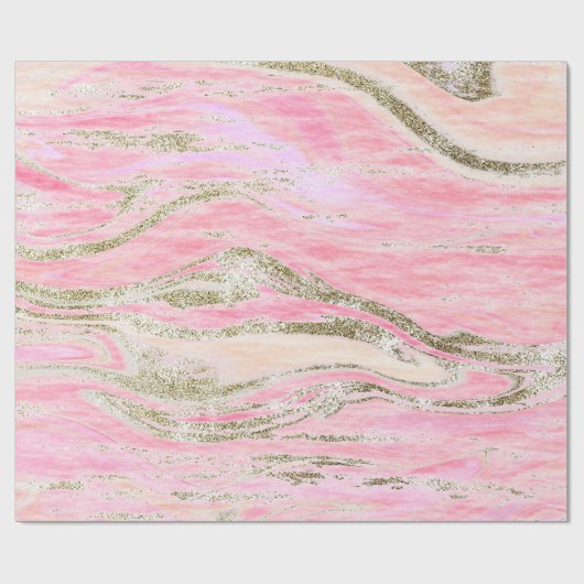 Eleganter rosa Silberner Glitzer Marmordesign Chic Geschenkpapier (Flach)