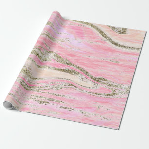 Eleganter rosa Silberner Glitzer Marmordesign Chic Geschenkpapier