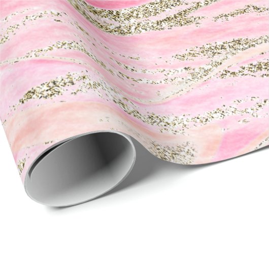 Eleganter rosa Silberner Glitzer Marmordesign Chic Geschenkpapier (Rolleneckpunkt)