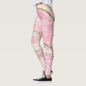 Eleganter rosa Silberner Glitzer Marmordesign Chic Leggings (Links)