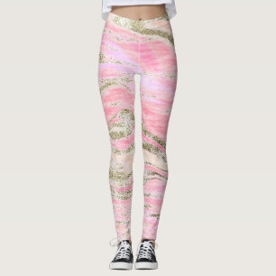 Eleganter rosa Silberner Glitzer Marmordesign Chic Leggings