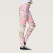 Eleganter rosa Silberner Glitzer Marmordesign Chic Leggings (Rechts)