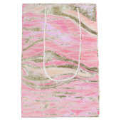 Eleganter rosa Silberner Glitzer Marmordesign Chic Mittlere Geschenktüte (Rückseite)